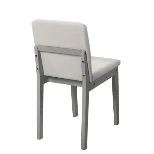Grey Finish 5pc Dining Room Set Dining Table 4x Chairs Beige Fabric Chair Seat Kitchen Breakfast Dining Room Furniture