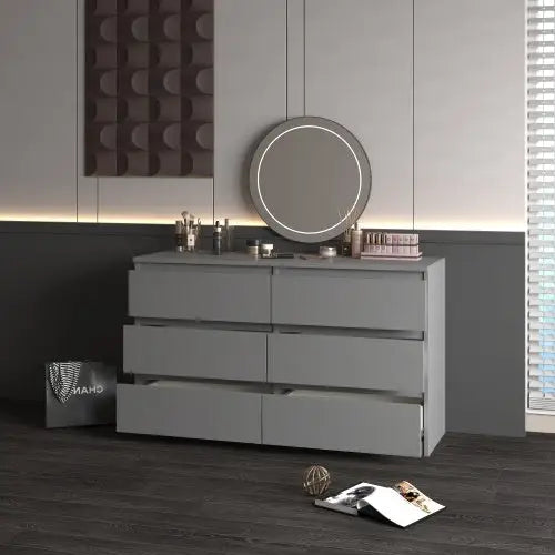 Grey Large 6-drawer Cabinet - Grey - 5