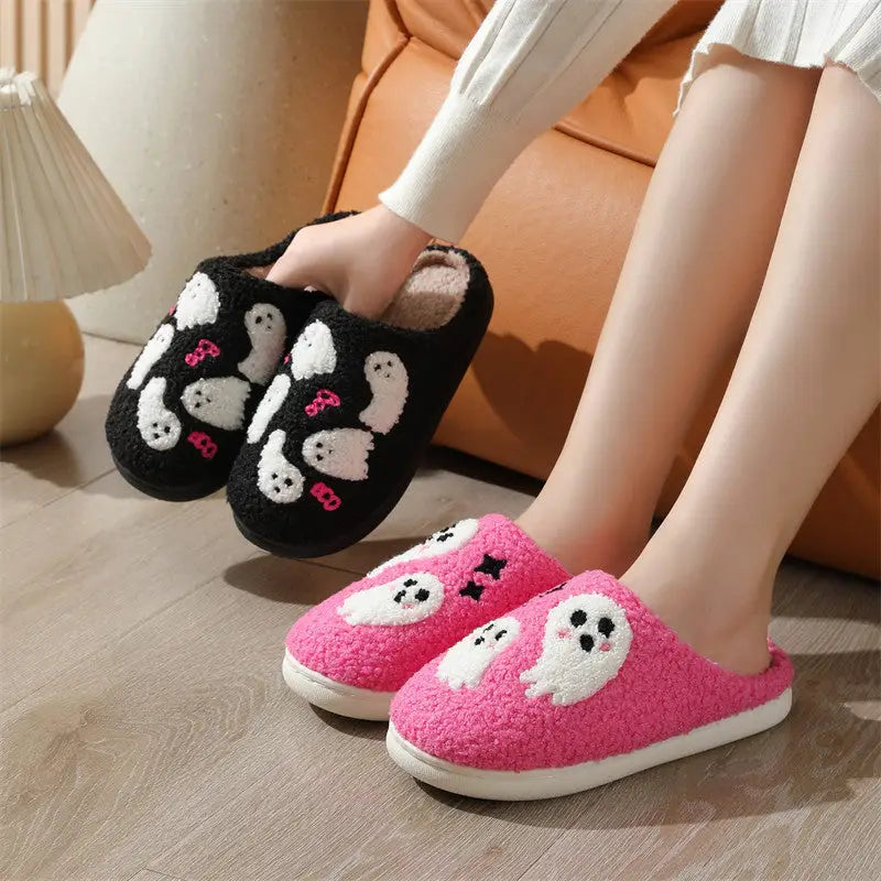 Halloween Cartoon Ghost Cotton Slippers For Women Indoor Non-slip Bedroom Floor Slipper Winter House Shoes Beyond Trends Hub
