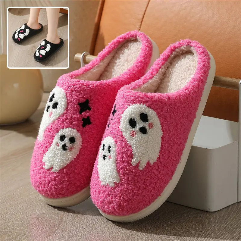 Halloween Cartoon Ghost Cotton Slippers For Women Indoor Non-slip Bedroom Floor Slipper Winter House Shoes Beyond Trends Hub