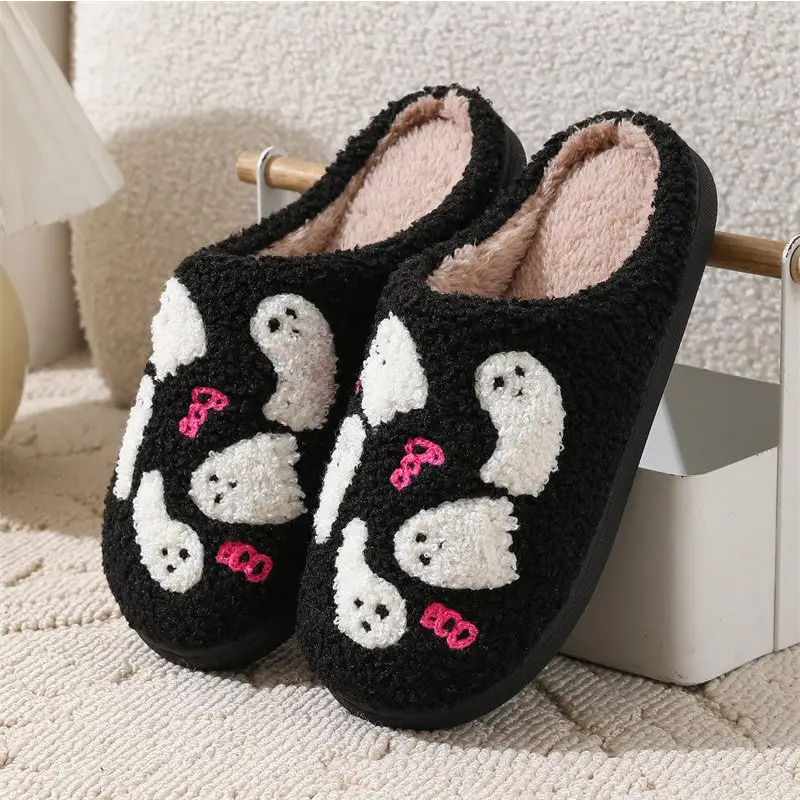 Halloween Cartoon Ghost Cotton Slippers For Women Indoor Non-slip Bedroom Floor Slipper Winter House Shoes Beyond Trends Hub