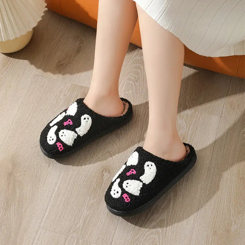 Halloween Cartoon Ghost Cotton Slippers For Women Indoor Non-slip Bedroom Floor Slipper Winter House Shoes Beyond Trends Hub