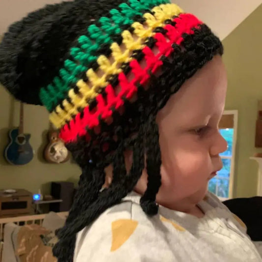Halloween Jamaica Reggae Children Woolen Cap Handmade Knitted Rainbow Striped Festival Funny Wear Beyond Trends Hub