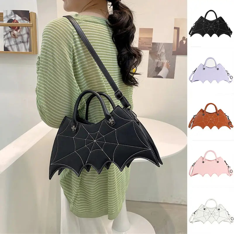 Halloween Spider Web Shape Shoulder Bags Personality Batgirl Tide Pu Handbags Fashoin Messenger Crossbody Bag - Beyond Trends Hub 