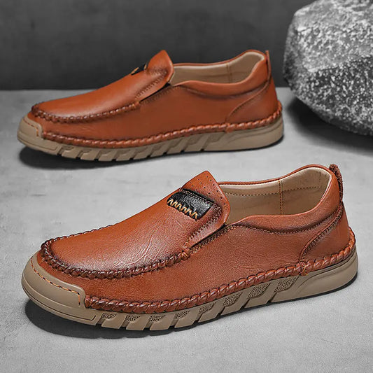 Handmade Men’s Leather Shoes Low-top Plus Size