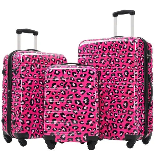 Hardshell Luggage Sets 3 Pcs Spinner Suitcase With TSA Lock Lightweight-20 24 28 Luggages - Hot Pink - 5