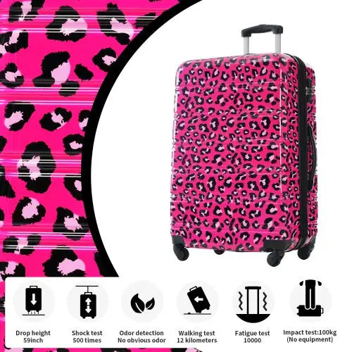 Hardshell Luggage Sets 3 Pcs Spinner Suitcase With TSA Lock Lightweight-20 24 28 Luggages - Hot Pink - 5