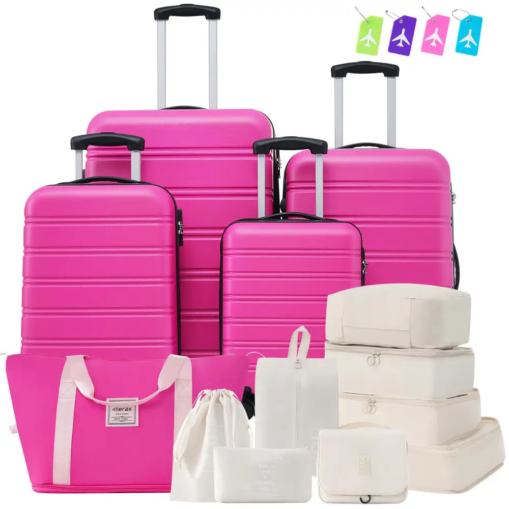 Hardshell Suitcase Set Of 4 Pieces Light 16 Inches 20 Inches 24 Inches 28 Inches Luggage Case. - Rose red - 5