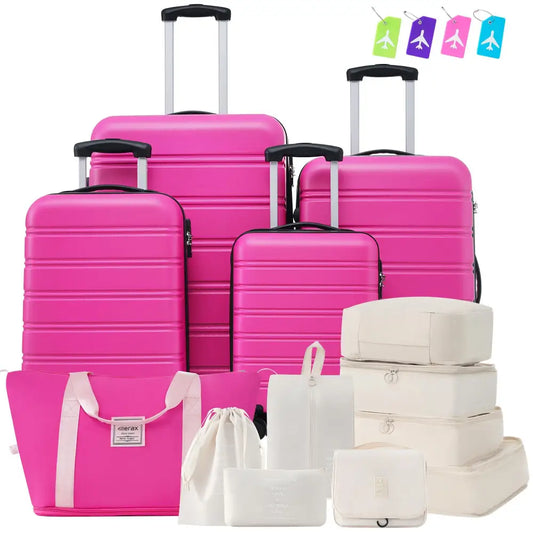 Hardshell Suitcase Set Of 4 Pieces Light 16 Inches 20 Inches 24 Inches 28 Inches Luggage Case. - Rose red - 5