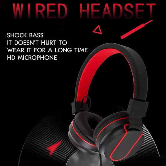 Head mounted wired earphones for e-sports chicken eating with microphone for phone and computer calls universal