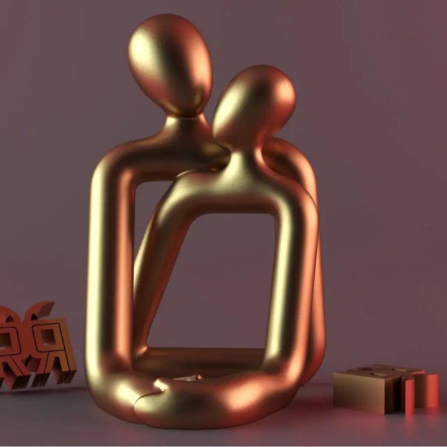 Heartwarming Loving Couple Resin Statue - A Timeless Modern Home Decor Accent For Bookshelves Office Desks