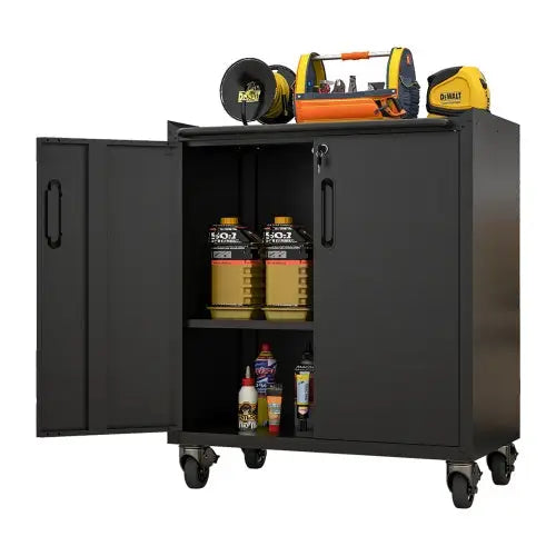 Heavy-Duty Metal Garage Storage Cabinet With Wheels - Sturdy And Durable Tool Storage Cabinet For Garage Office