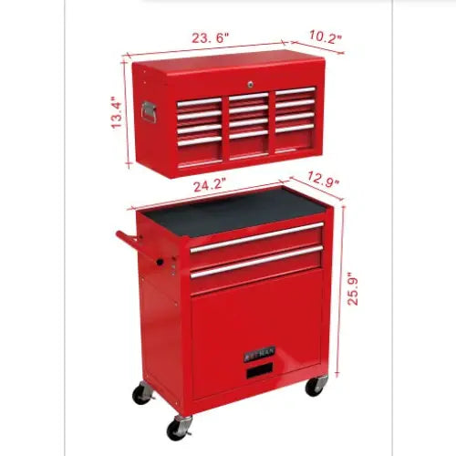 High Capacity Rolling Tool Chest With Wheels And Drawers 8-Drawer Tool Storage Cabinet--RED - Red - 5
