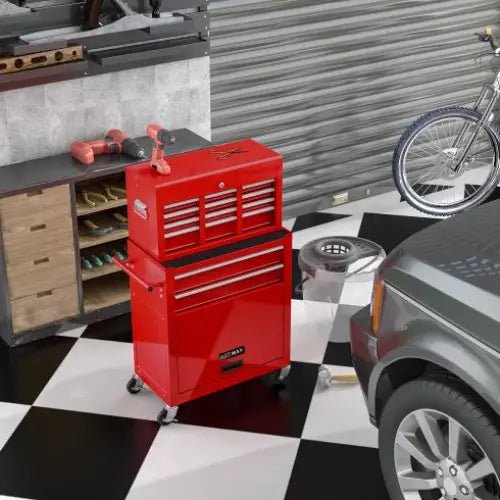 High Capacity Rolling Tool Chest With Wheels And Drawers 8-Drawer Tool Storage Cabinet--RED - Red - 5
