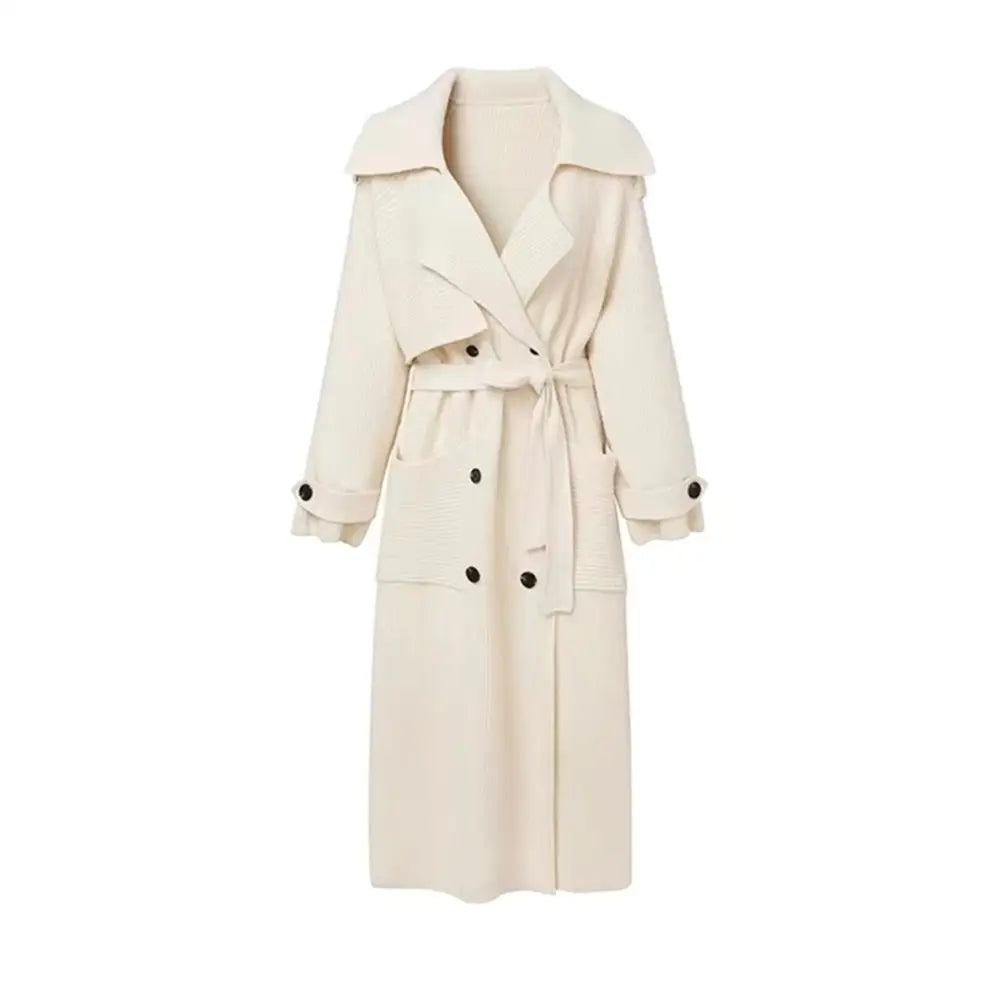 High-end Thickened Long Heavy-duty Windbreaker Sweater Jacket With Loose Design And Lazy Style Knitted Cardigan