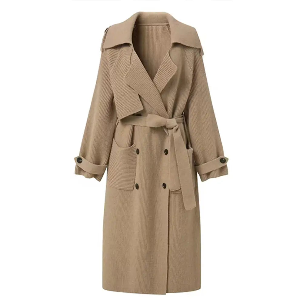 High-end Thickened Long Heavy-duty Windbreaker Sweater Jacket With Loose Design And Lazy Style Knitted Cardigan