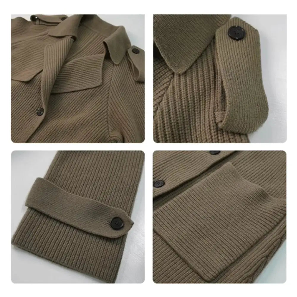 High-end Thickened Long Heavy-duty Windbreaker Sweater Jacket With Loose Design And Lazy Style Knitted Cardigan