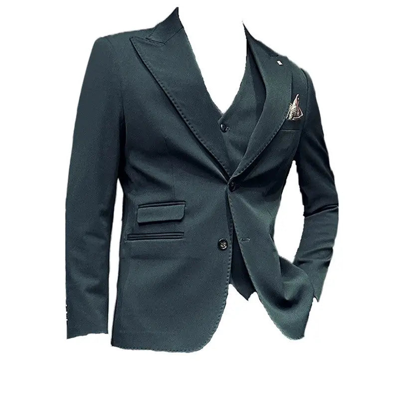 High-end Wedding Bridegroom Suit Suit Closure Collar Suit Three-piece Suit Men Caramel Beyond Trends Hub