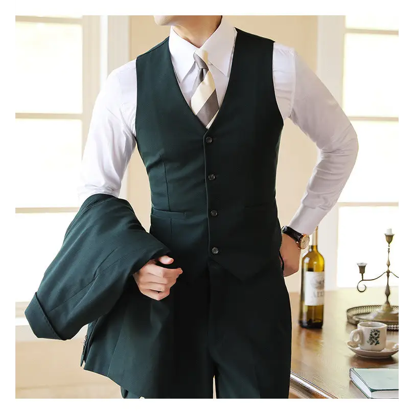High-end Wedding Bridegroom Suit Suit Closure Collar Suit Three-piece Suit Men Caramel Beyond Trends Hub