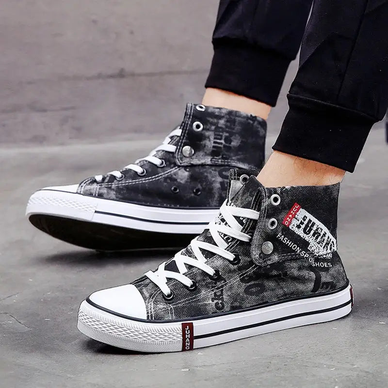 High-top canvas shoes for lovers - black / 42