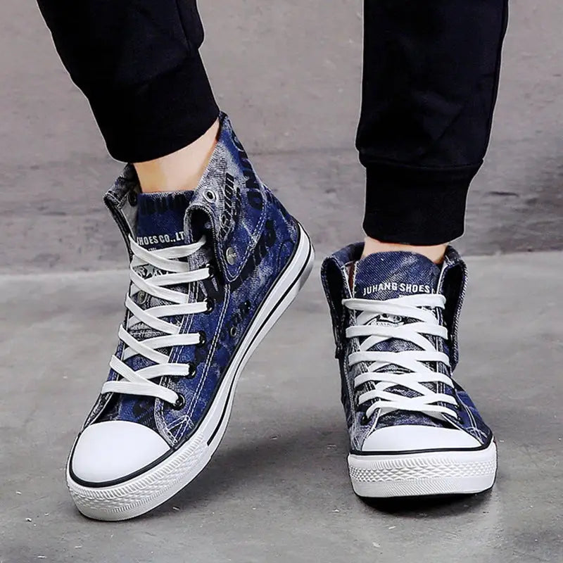 High-top canvas shoes for lovers - blue / 37