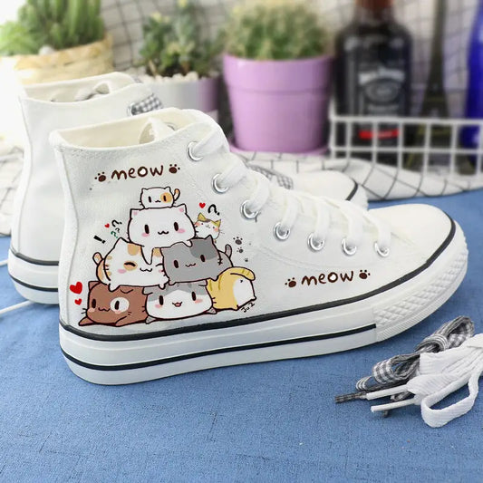 High-Top Shoes Canvas Shoes White Shoes Women’s Shoes - White / 35