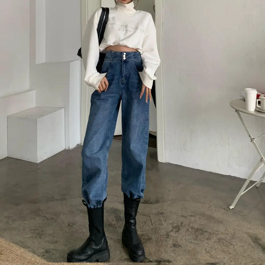 High Waist Jeans Women Fashion All Match Loose Beyond Trends Hub