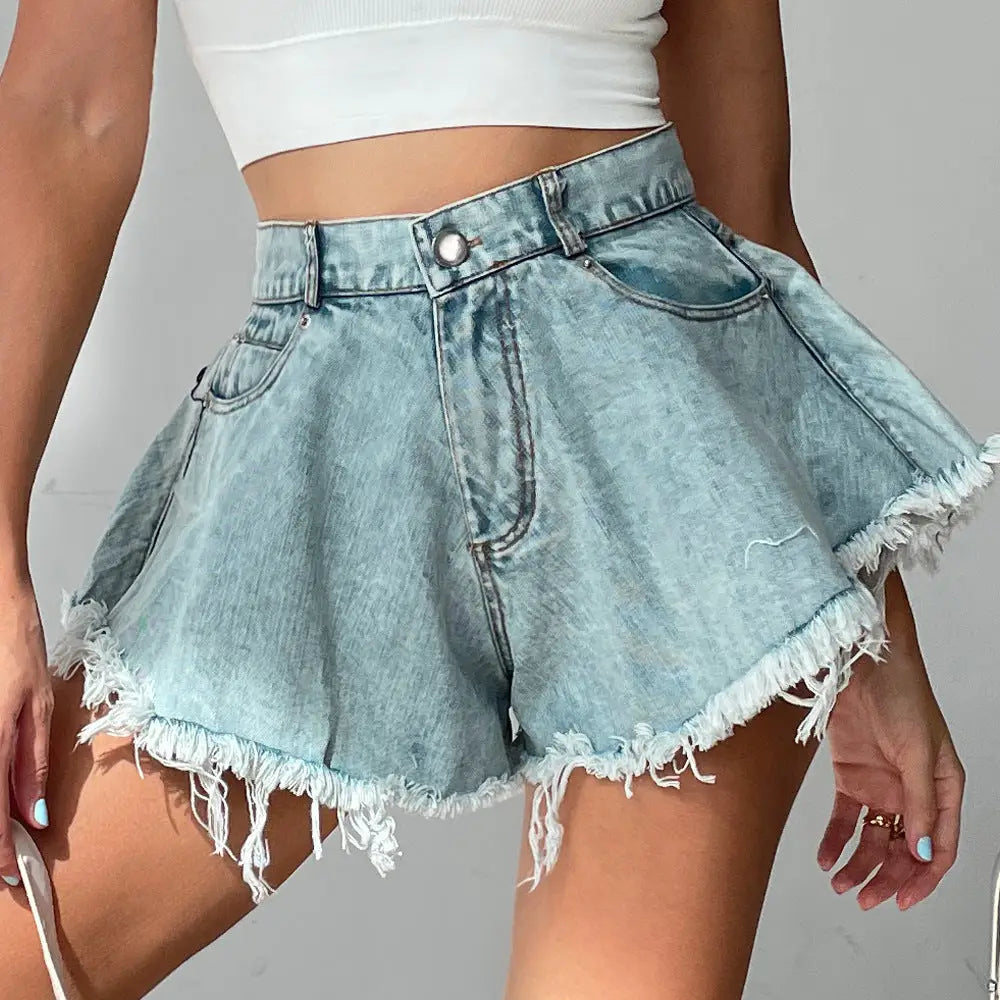 High Waist Loose-fitting Tassel Denim Shorts For Women Beyond Trends Hub
