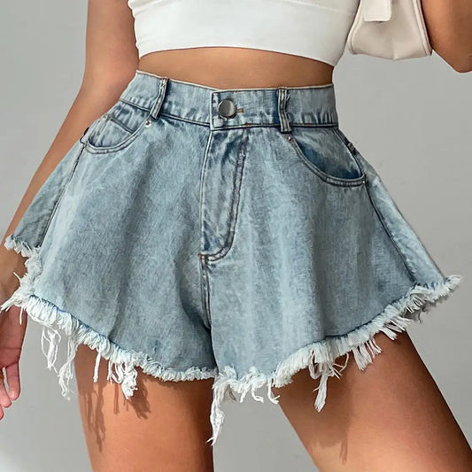 High Waist Loose-fitting Tassel Denim Shorts For Women Beyond Trends Hub