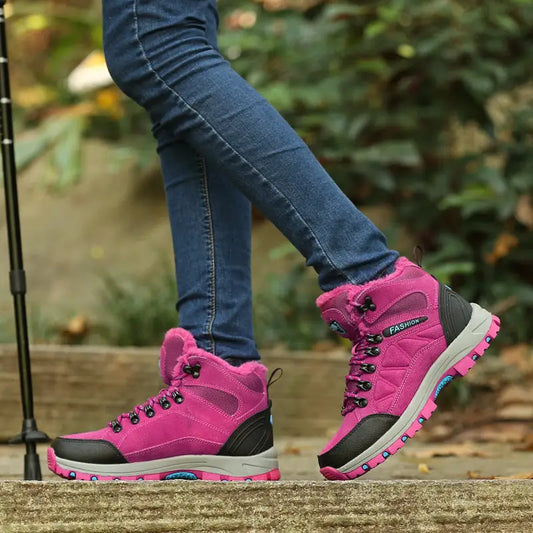 Hiking Shoes Hiking Outdoor Shoes High Top Sneakers Cowhide Fleece-lined Women’s Shoes