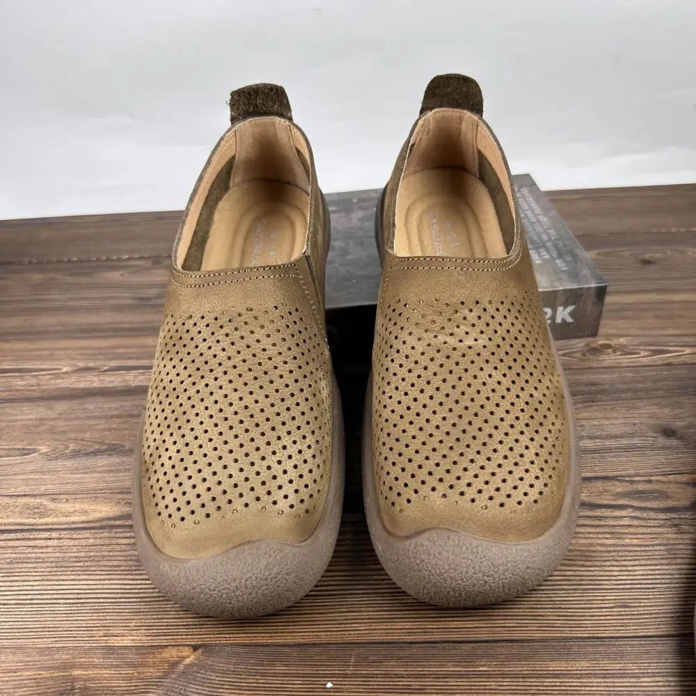 Hollow Out Leather Men's Shoes Breathable Soft Bottom Casual Shoes Beyond Trends Hub