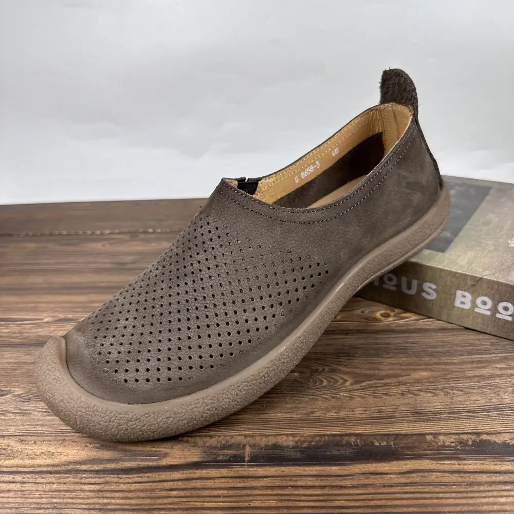 Hollow Out Leather Men's Shoes Breathable Soft Bottom Casual Shoes Beyond Trends Hub