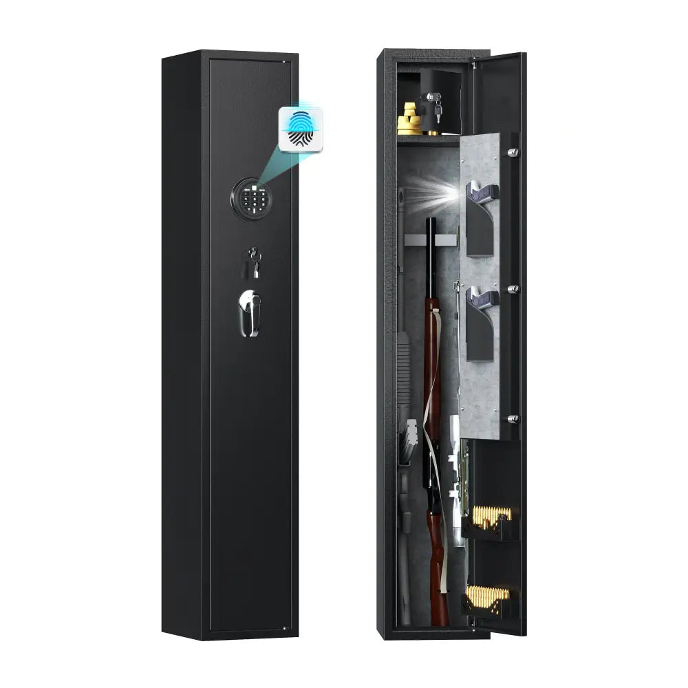 Home Rifle And Pistols Gun Safe With LED Light & Alarm System,Biometric Fingerprint Rifle Safe,Quick Access 1-3 Rifle