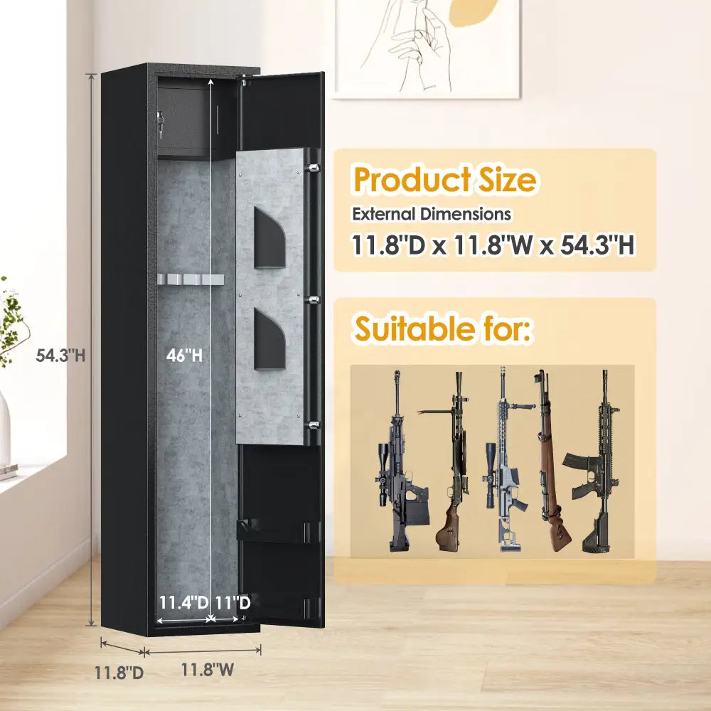 Home Rifle And Pistols Gun Safe With LED Light & Alarm System,Biometric Fingerprint Rifle Safe,Quick Access 1-3 Rifle