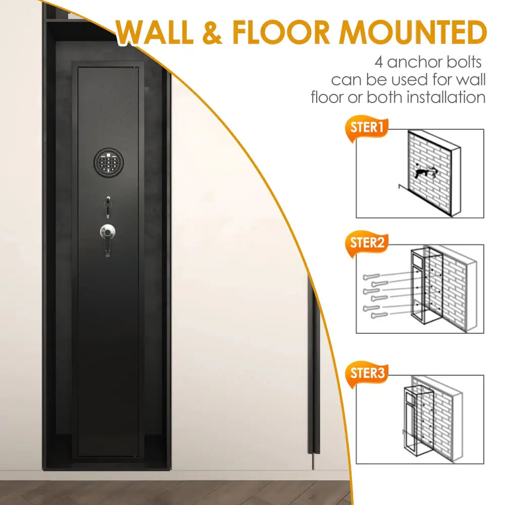 Home Rifle And Pistols Gun Safe With LED Light & Alarm System,Biometric Fingerprint Rifle Safe,Quick Access 1-3 Rifle