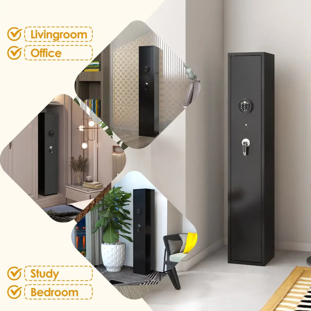 Home Rifle And Pistols Gun Safe With LED Light & Alarm System,Biometric Fingerprint Rifle Safe,Quick Access 1-3 Rifle