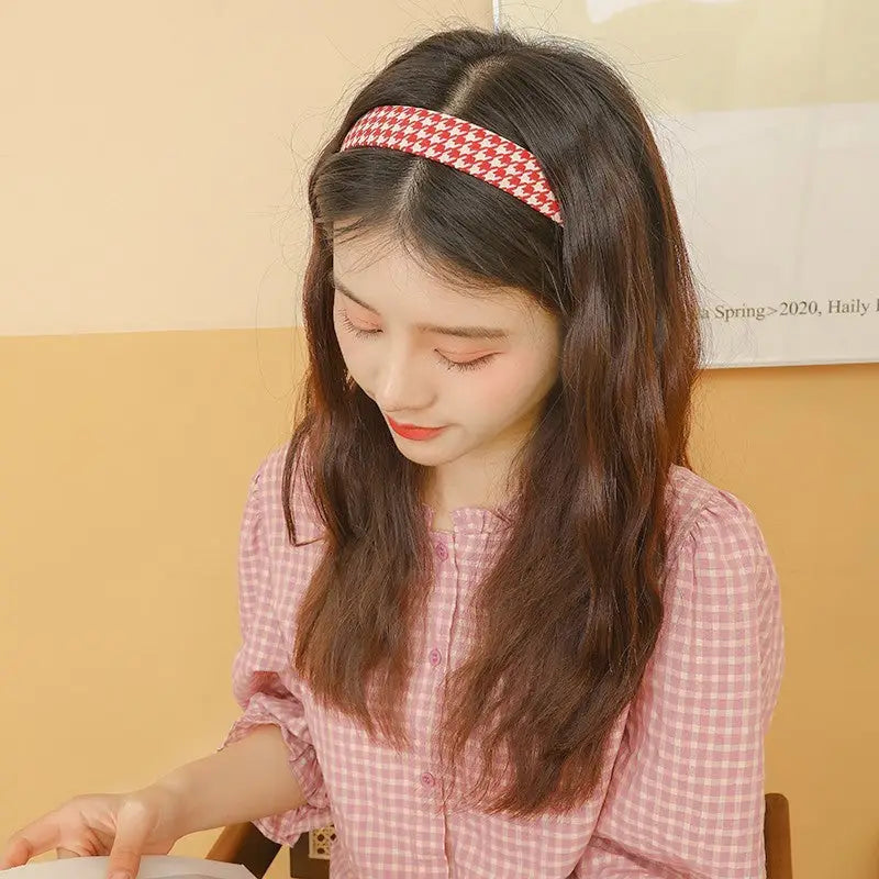 Hong Kong Style Houndstooth Headband Outer Wear Simple Female Hair Band Hair Tie Beyond Trends Hub