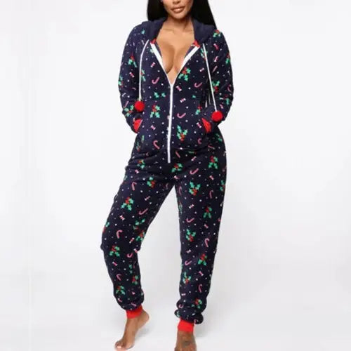 Hooded Nightwear for women Christmas Pajamas set - Dark grey / L