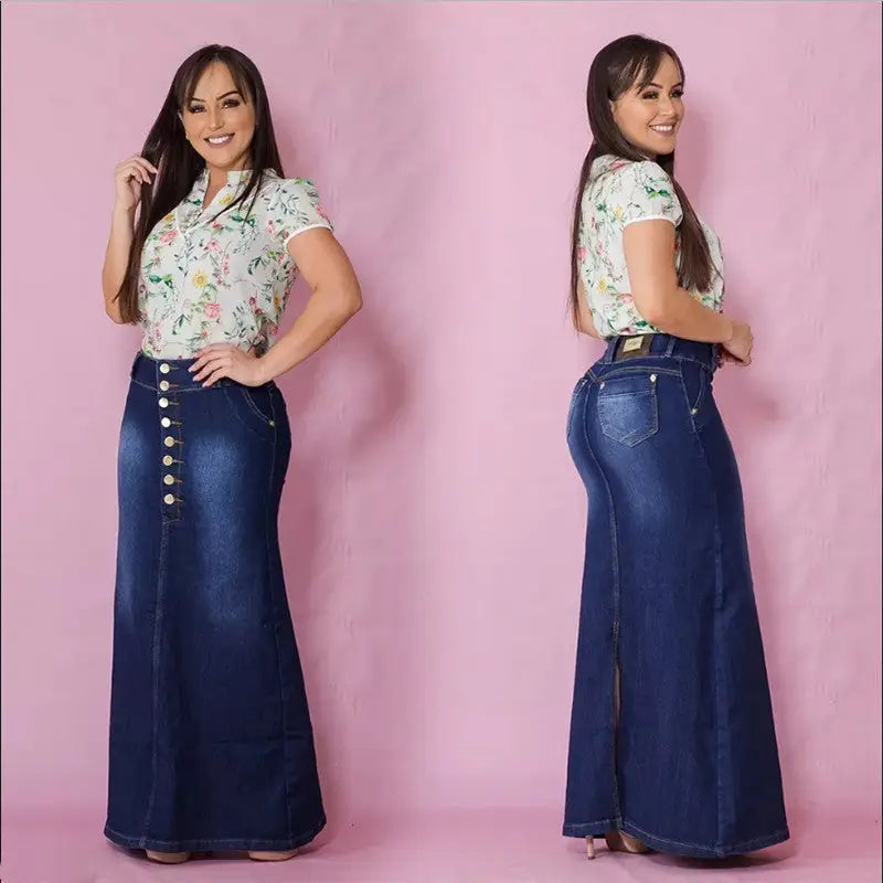 Hot Style Slim Slimming Denim Ladies Long Skirt Beyond Trends Hub