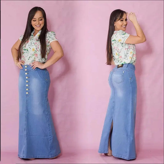 Hot Style Slim Slimming Denim Ladies Long Skirt Beyond Trends Hub