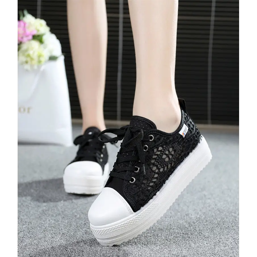 Increased casual canvas shoes - Black / 37