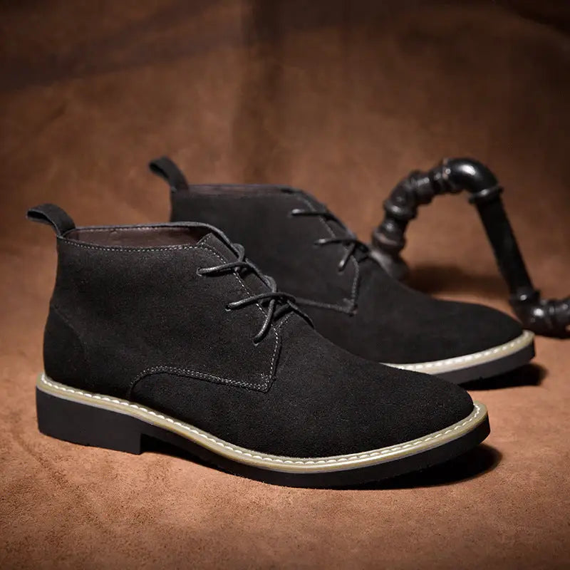 Inner Elevator Shoes Mid-top Men's Boots Cowhide Suede Martin Beyond Trends Hub