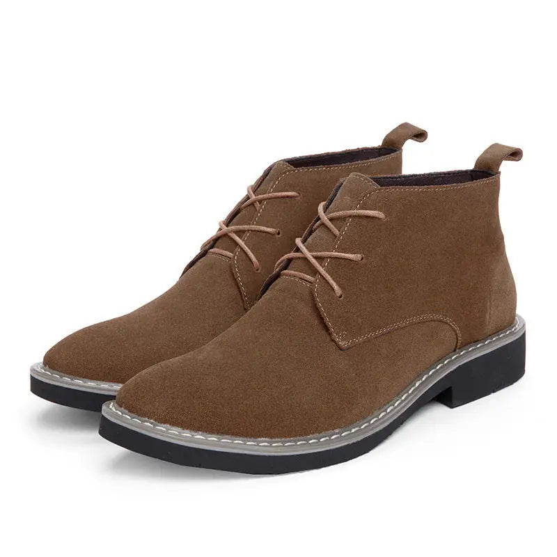 Inner Elevator Shoes Mid-top Men's Boots Cowhide Suede Martin Beyond Trends Hub