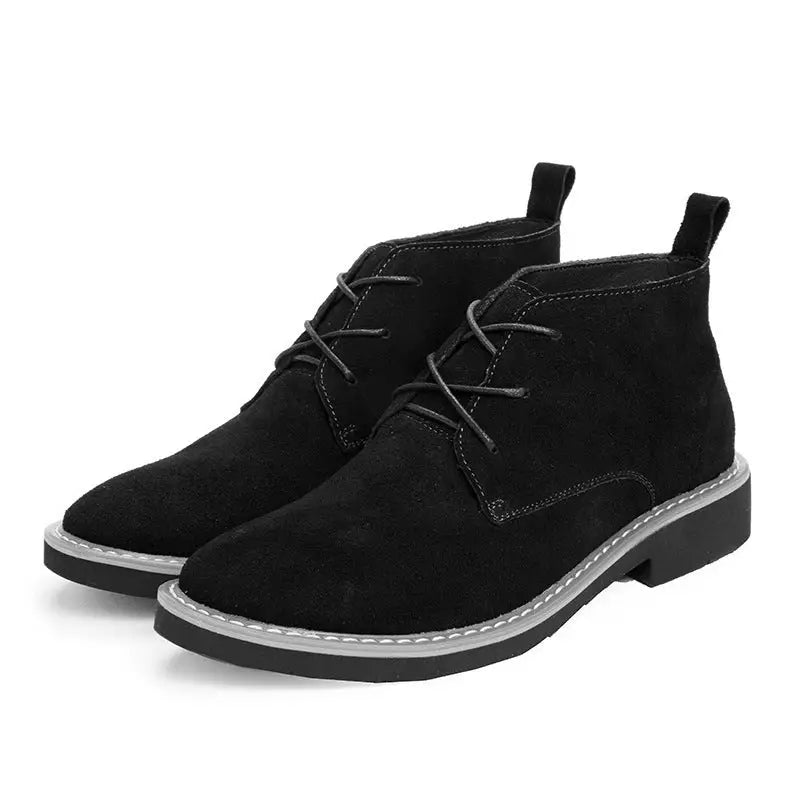 Inner Elevator Shoes Mid-top Men's Boots Cowhide Suede Martin Beyond Trends Hub