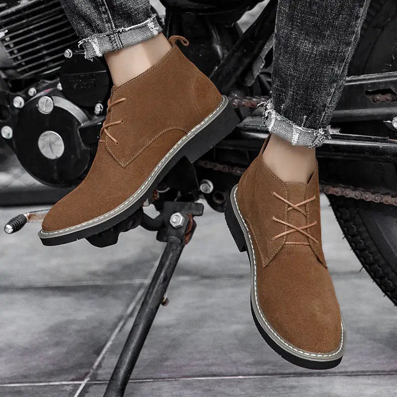 Inner Elevator Shoes Mid-top Men's Boots Cowhide Suede Martin Beyond Trends Hub
