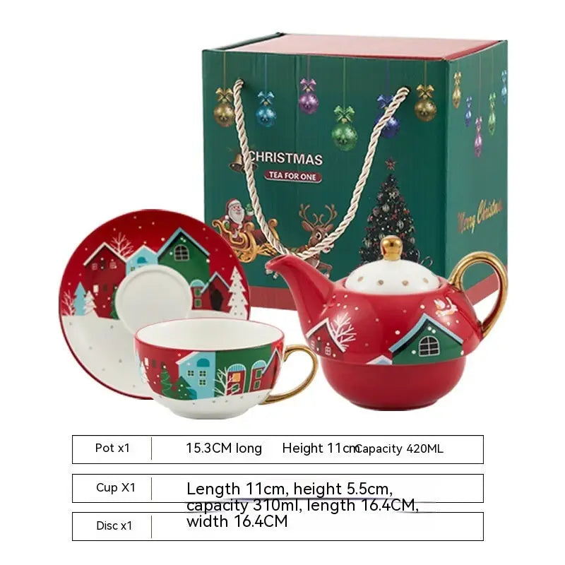 Ins Christmas Ceramic Cup Dish Kitchen Gadgets - Christmas Red