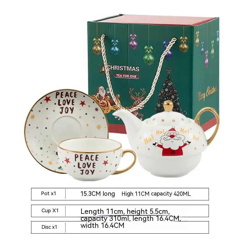 Ins Christmas Ceramic Cup Dish Kitchen Gadgets - Christmas White