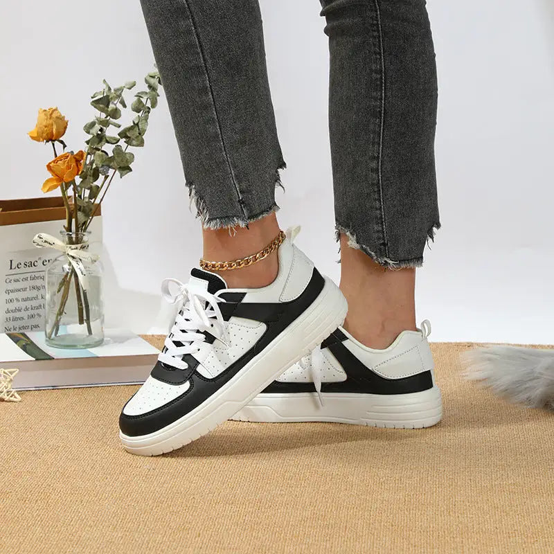 Ins European And American Fashion Platform Couple's Soft Bottom Comfortable Board Shoes Can Be Tie Up Beyond Trends Hub