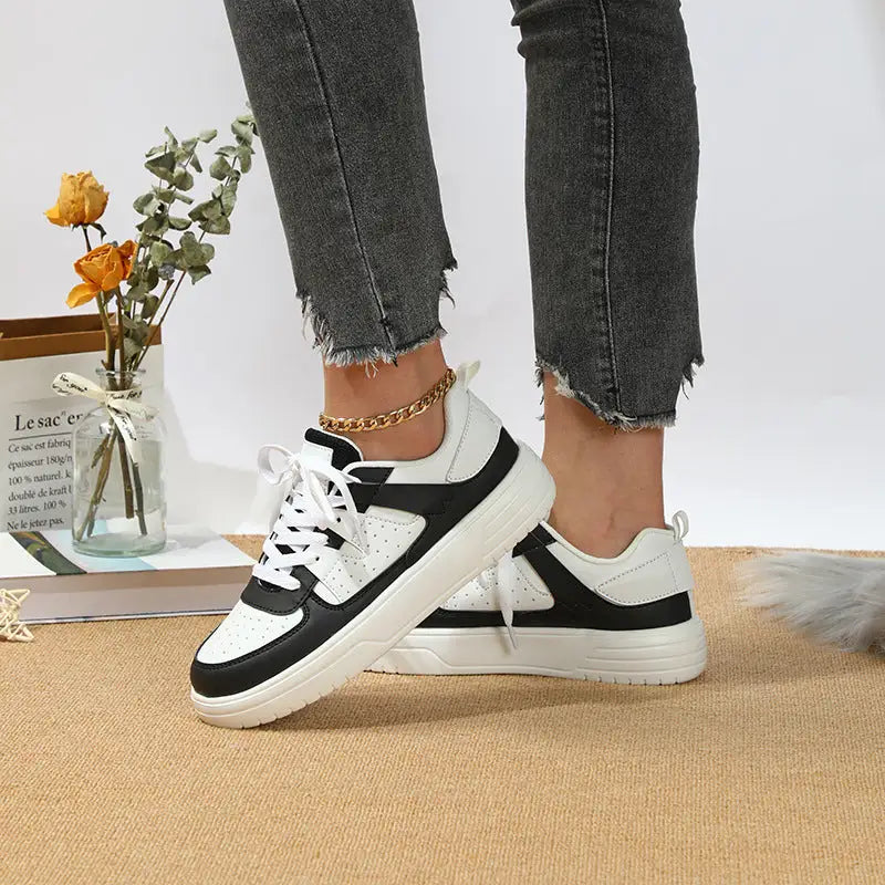 Ins European And American Fashion Platform Couple's Soft Bottom Comfortable Board Shoes Can Be Tie Up Beyond Trends Hub