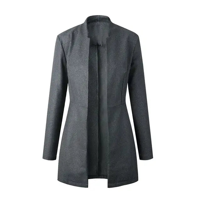 jacket blazer Women for Work white Fashion Formal female - Dark Grey / L